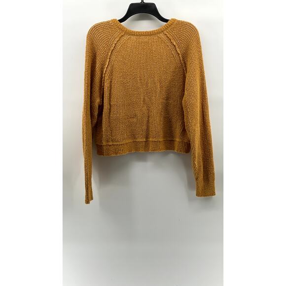 FREE PEOPLE Women's Gold Yellow Knit V-Neck Long Sleeve Slouchy Sweater SZ S - Picture 2 of 11